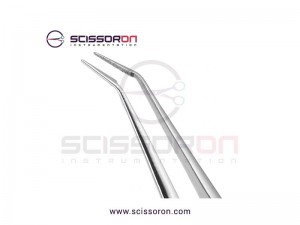 McPherson Tying Forceps 4.0mm TC Dusted Angled Jaws McPherson Tying Forceps 4.0mm TC Dusted Angled Jaws