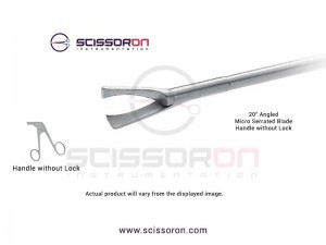 Hook Scissor 20° Angled Serrated Blade Ring Handle Hook Scissor 20° Angled Serrated Blade Ring Handle