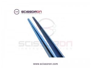 Microsurgical Tissue Forceps 1.0mm TC Dusted Straight Jaws with Tying Microsurgical Tissue Forceps 1.0mm TC Dusted Straight Jaws with Tying