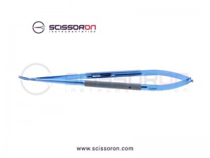 Jacobson Needle Holder TC Dusted Curved Jaws with Lock Titanium Jacobson Needle Holder TC Dusted Curved Jaws with Lock Titanium