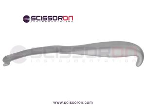 Bauer-sigmoid-notch-retractor,-8'',-slightly-curved-left-hook,-grip-handle