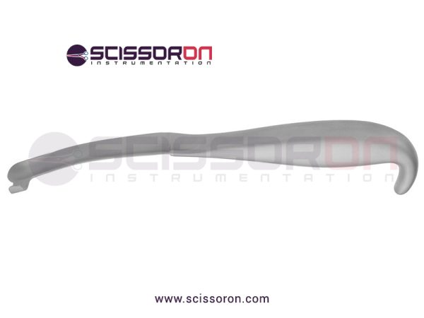 Bauer-sigmoid-notch-retractor,-8'',-slightly-curved-left-hook,-grip-handle