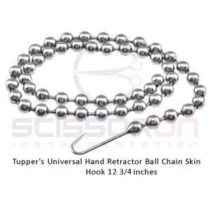 Tupper's universal hand retractor ball chain skin hooks, 12 3-4in