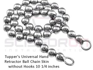 Tupper's universal hand retractor ball chain without hooks, 10 1-4in