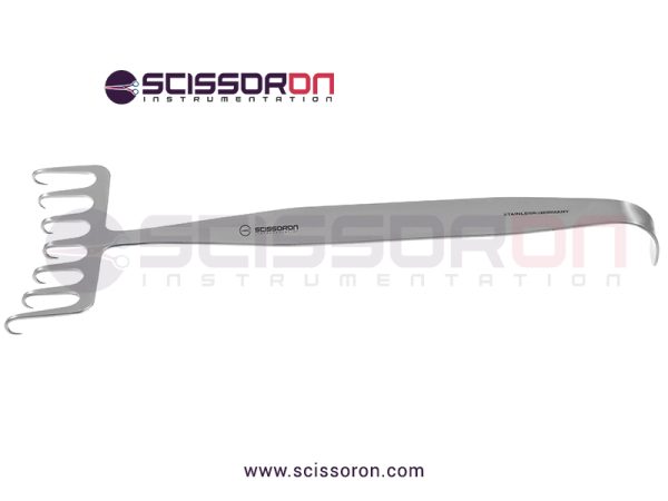 Coronal-brow-lift-retractor,-7-1-4'',7-sharp-offset-prongs,-70mm-wide,-flat-handle_01