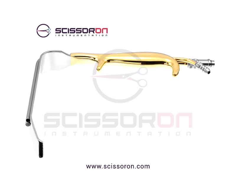 Tebbetts-style breast retractor serrated end, with fiberoptics and suction_01