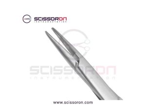 DeBakey vascular needle holder, 10'',straight, serrated TC jaws, gold ring handle_02