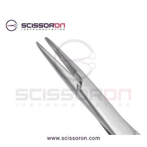 DeBakey vascular needle holder, 10'',straight, serrated TC jaws, gold ring handle_02