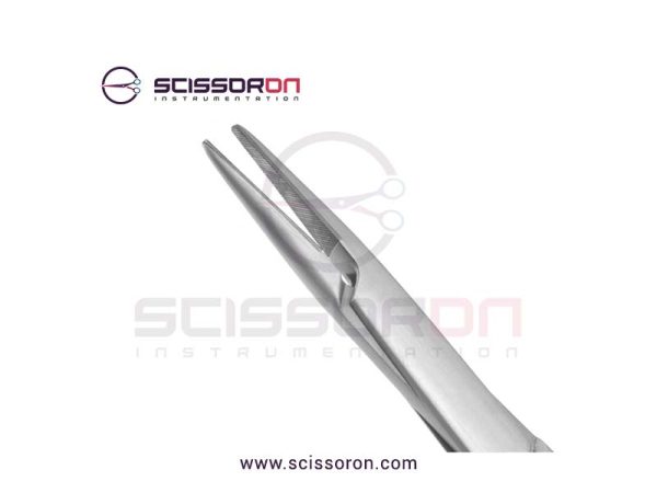 DeBakey vascular needle holder, 10'',straight, serrated TC jaws, gold ring handle_02