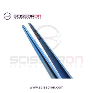 Microsurgical Tissue Forceps 1.0mm TC Dusted Straight Jaws Round Counterweight Handle Titanium-02