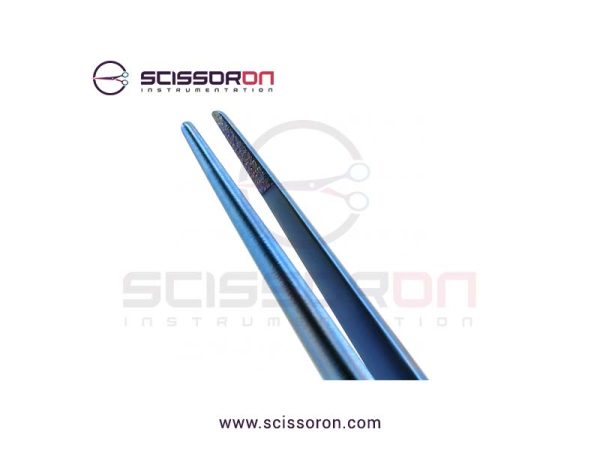 Microsurgical Tissue Forceps 1.0mm TC Dusted Straight Jaws Round Counterweight Handle Titanium-02