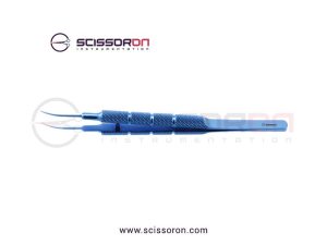 Tennant Tying Forceps 10mm TC Dust Surface Curved Jaws Titanium