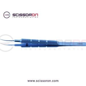 Tennant Tying Forceps 10mm TC Dust Surface Curved Jaws Titanium