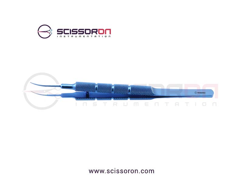 Tennant Tying Forceps 10mm TC Dust Surface Curved Jaws Titanium