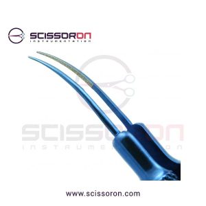 Tennant Tying Forceps 10mm TC Dust Surface Curved Jaws Titanium-02