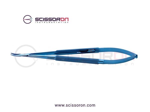 Jacobson Slim Line Microsurgical Needle Holder Slender TC Dusted Curved Jaws Handle with Lock