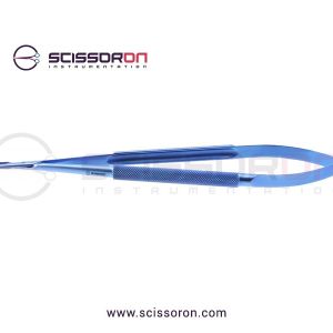 Jacobson Slim Line Microsurgical Needle Holder Slender TC Dusted Curved Jaws Handle without Lock