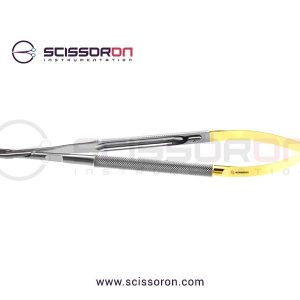 Jacobson Microsurgical Needle Holder TC Insert Curved Heavy Jaws Handle without Lock