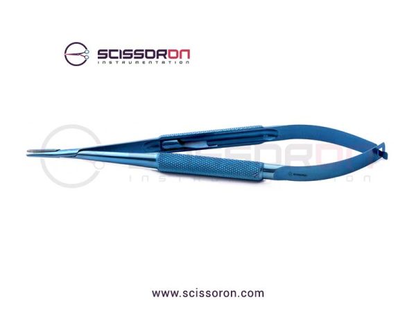 Jacobson Needle Holder 12mm TC Dusted Straight Jaws Titanium