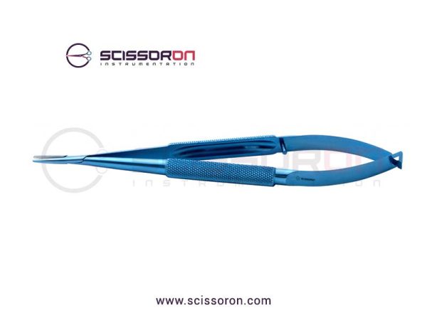 Jacobson Needle Holder 12mm TC Dusted Curved Jaws Handle without Lock