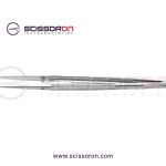 Microsurgical Forceps 0.6mm TC Dust Surface Curved Jaws Round Balanced Handle