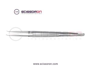 Microsurgical Forceps 0.6mm TC Dust Surface Curved Jaws Round Balanced Handle