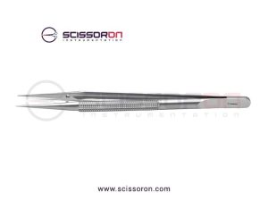Microsurgical Forceps 0.6mm TC Dust Surface Straight Jaws Round Balanced Handle