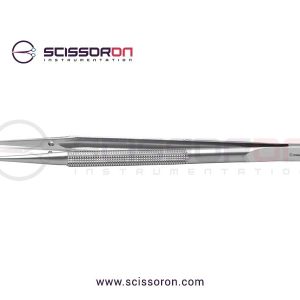 Microsurgical Forceps 0.6mm TC Dust Surface Straight Jaws Round Balanced Handle