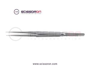 Microsurgical Forceps with 1.0mm Ring Tip TC Dust Surface Lightweight Handle