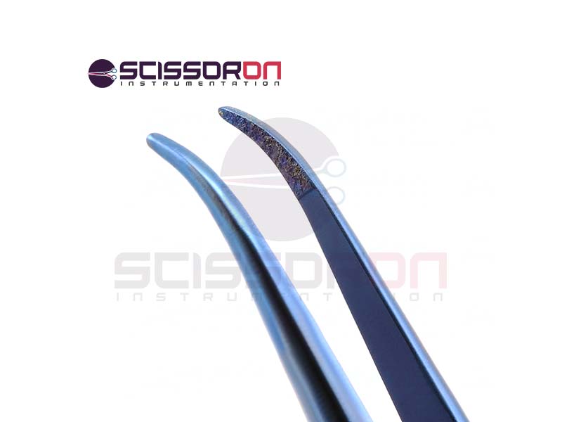 Microsurgical tissue forcep TC Dust curved jaws Titanium-02