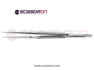 Microsurgical Tissue Forceps Straight Jaws with Round Balanced Handle