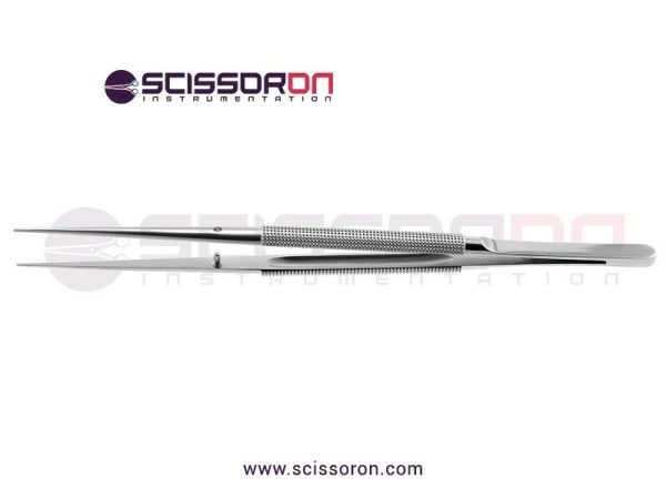 Microsurgical Tissue Forceps Straight Jaws with Round Balanced Handle