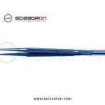 Microsurgical Forceps 0.5mm TC Dust Surface Curved Jaws Round Counterweight Handle Titanium