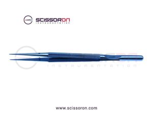 Microsurgical Forceps 0.5mm TC Dust Surface Curved Jaws Round Counterweight Handle Titanium