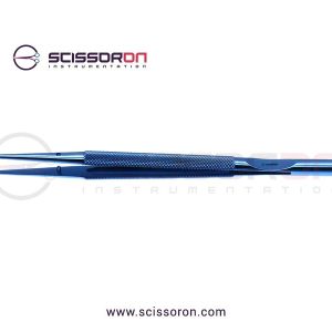 Microsurgical Forceps 0.5mm TC Dust Surface Curved Jaws Round Counterweight Handle Titanium