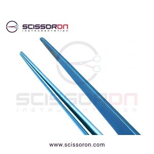 Microsurgical Forceps 0.5mm TC Dust Surface Curved Jaws Round Counterweight Handle Titanium-01