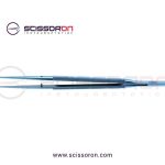 Microsurgical Tissue Forceps without Tying 1.0mm TC Dusted Straight Jaws Titanium Round Balanced Handle