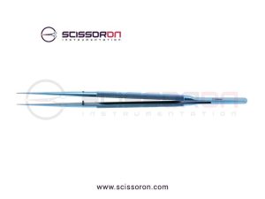 Microsurgical Tissue Forceps without Tying 1.0mm TC Dusted Straight Jaws Titanium Round Balanced Handle