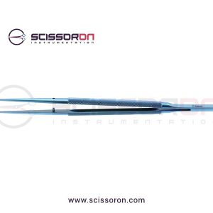 Microsurgical Tissue Forceps without Tying 1.0mm TC Dusted Straight Jaws Titanium Round Balanced Handle