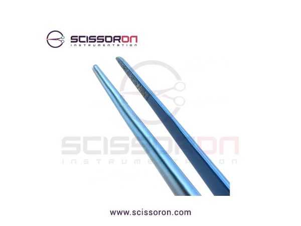 Microsurgical Tissue Forceps without Tying 1.0mm TC Dusted Straight Jaws Titanium