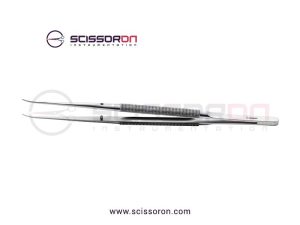 Microsurgical Tissue Forceps without Tying 1.0mm TC Dusted Curved Jaws Round Balanced Handle