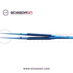 Microsurgical Tissue Forceps without Tying 1.0mm TC Dusted Curved Jaws Round Balanced Handle Titanium