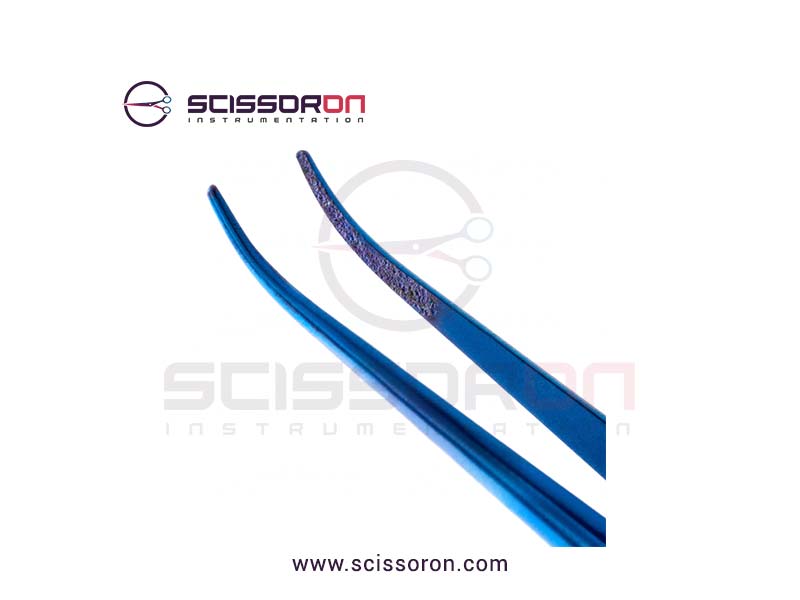 Microsurgical Tissue Forceps without Tying 1.0mm TC Dusted Curved Jaws Titanium