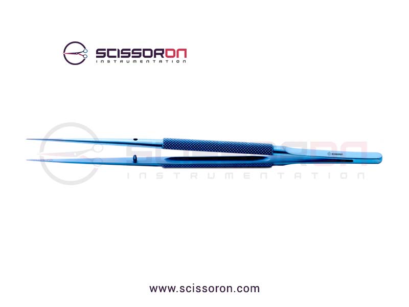 Microsurgical Tissue Forceps with Tying 1.0mm TC Dusted Straight Jaws Lightweight Handle Titanium
