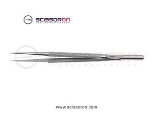 Microsurgical Tissue Forceps 0.4MM TC Dust Surface Jaws Round Counterweight Handle