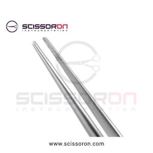Microsurgical Tissue Forceps 0.4MM TC Dust Surface Straight Jaws Round Counterweight Handle