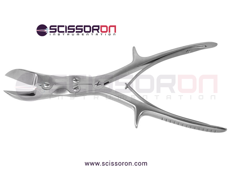 Liston-Stille-bone-cutting-forceps-10-1-2'',double-action,-angle-on-flat-jaws,-spring-handle