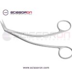 Favaloro-coronary-artery-scissors,-6-3-4'',-curved-shanks,-angled-55º-blades,-sharp-tips,-ring-handle