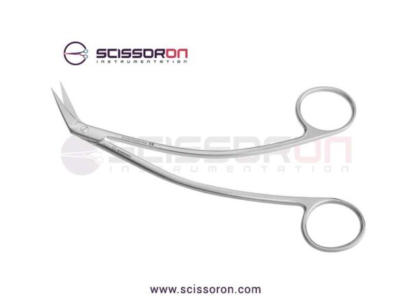 Favaloro-coronary-artery-scissors,-6-3-4'',-curved-shanks,-angled-55º-blades,-sharp-tips,-ring-handle
