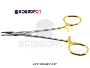 Halsey-needle-holder-5in-serrated-jaws-left-handed